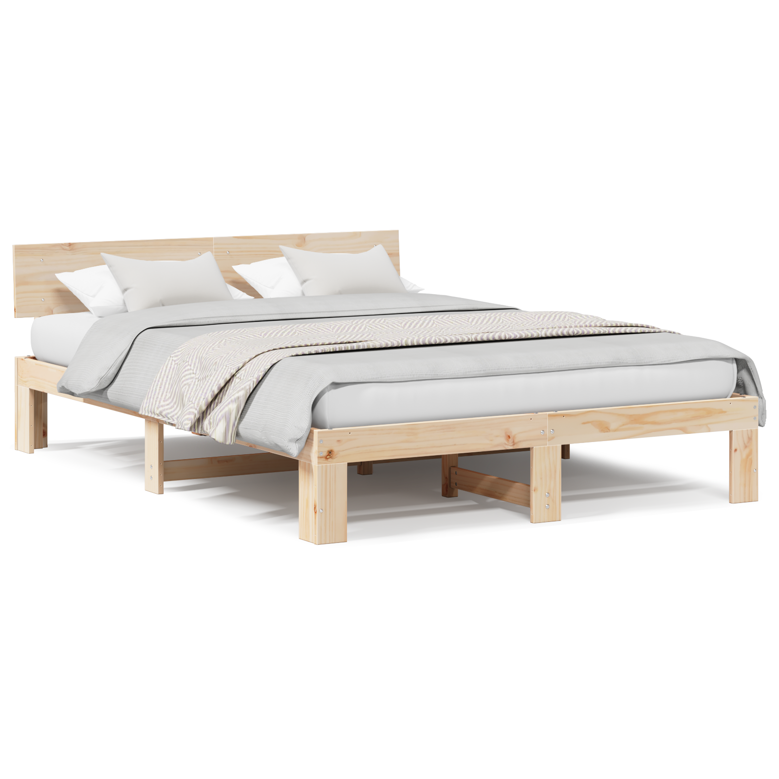 Bedframe met hoofdeinde 150x200 cm van massief grenenhout