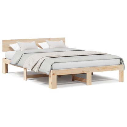 Bedframe met hoofdeinde 150x200 cm van massief grenenhout