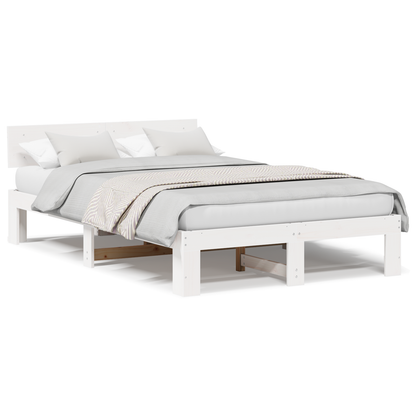 Bedframe met hoofdbord Wit 120x200 cm Massief Grenenhout