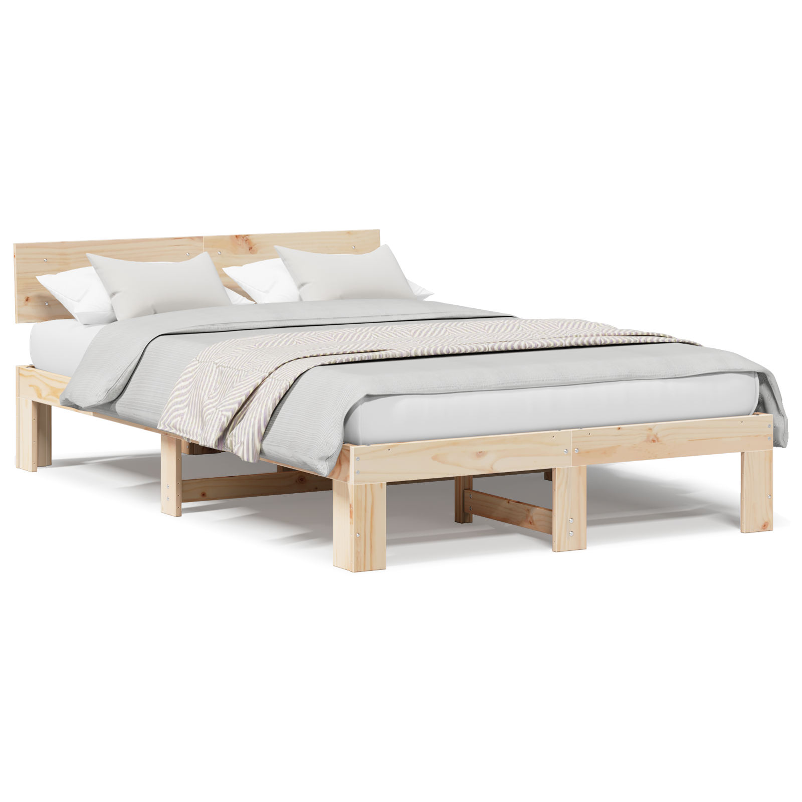 Bedframe met hoofdbord 140x190 cm van massief grenenhout