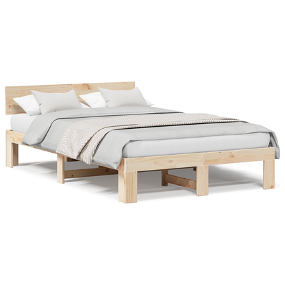 Bedframe met hoofdbord 140x190 cm van massief grenenhout