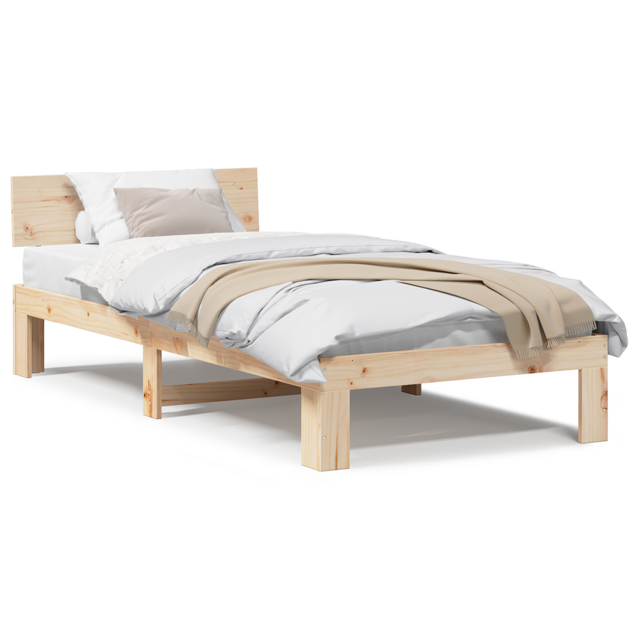 Bedbank met hoofdbord 80x200 cm van massief grenenhout