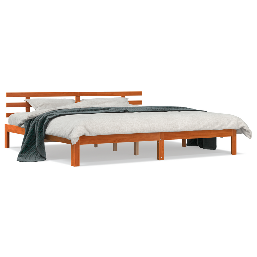 Bedframe Waxbruin 200x200 cm Massief Hout Grenen