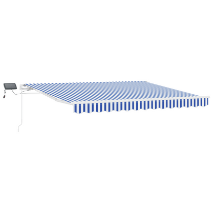 Inklapbaar Zonnescherm Blauw en wit 3.5 x 2.5 m Stof en metaal