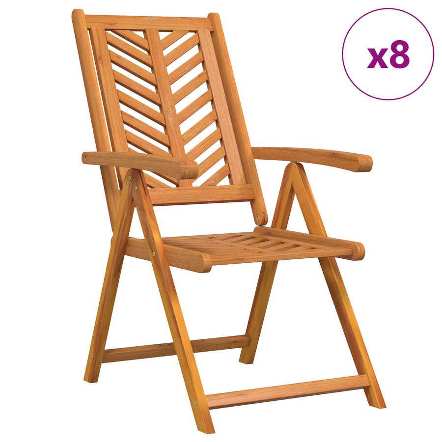 Liggende Tuinstoelen 8 stuks Massief Hout Acacia