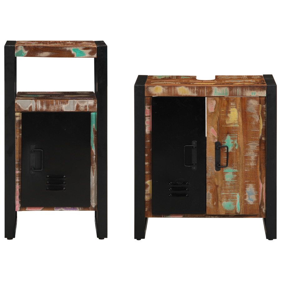 Badkamermeubelset met plank 2 pcs Bruin massief gerecycled hout