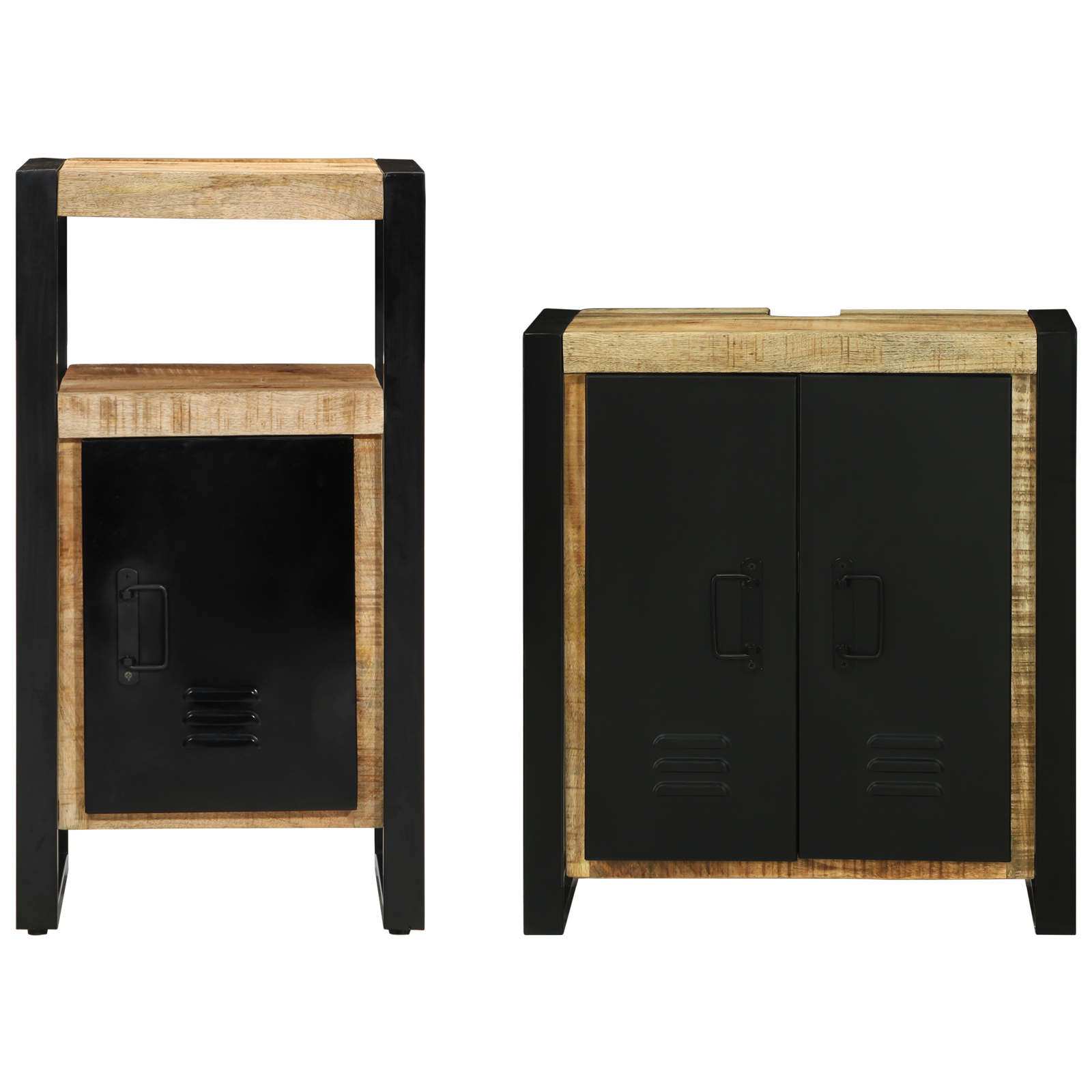 Badkamermeubelset met plank met opslag 2 pcs Bruin Massief ruw mango hout