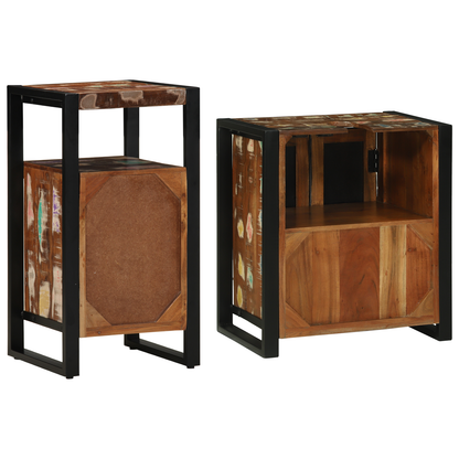 Badkamermeubelset met plank 2 pcs Bruin massief gerecycled hout