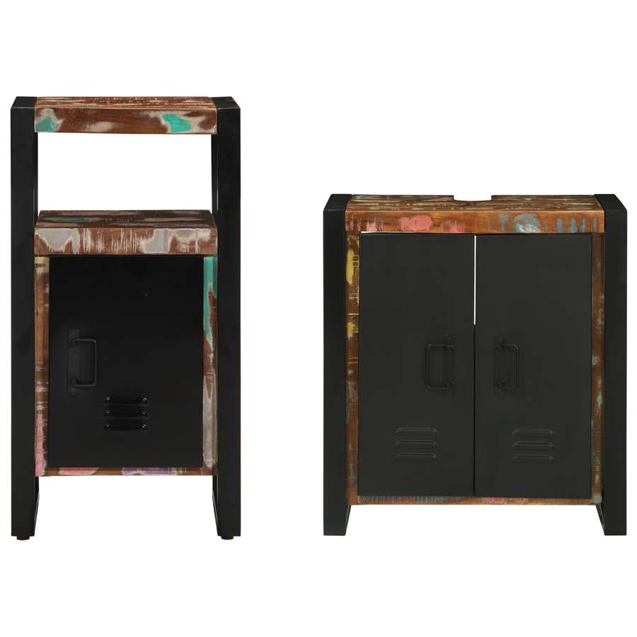 Badkamermeubelset met plank 2 pcs Bruin massief gerecycled hout