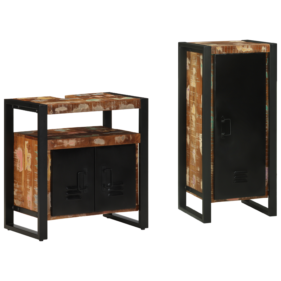 Badkamermeubelset met plank met opslag met de deur 2 pcs Multikleur 40 x 35 x 90 cm
