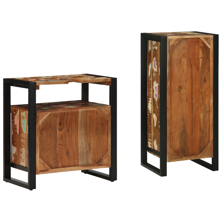Badkamermeubelset met plank met opslag met de deur 2 pcs Multikleur 40 x 35 x 90 cm