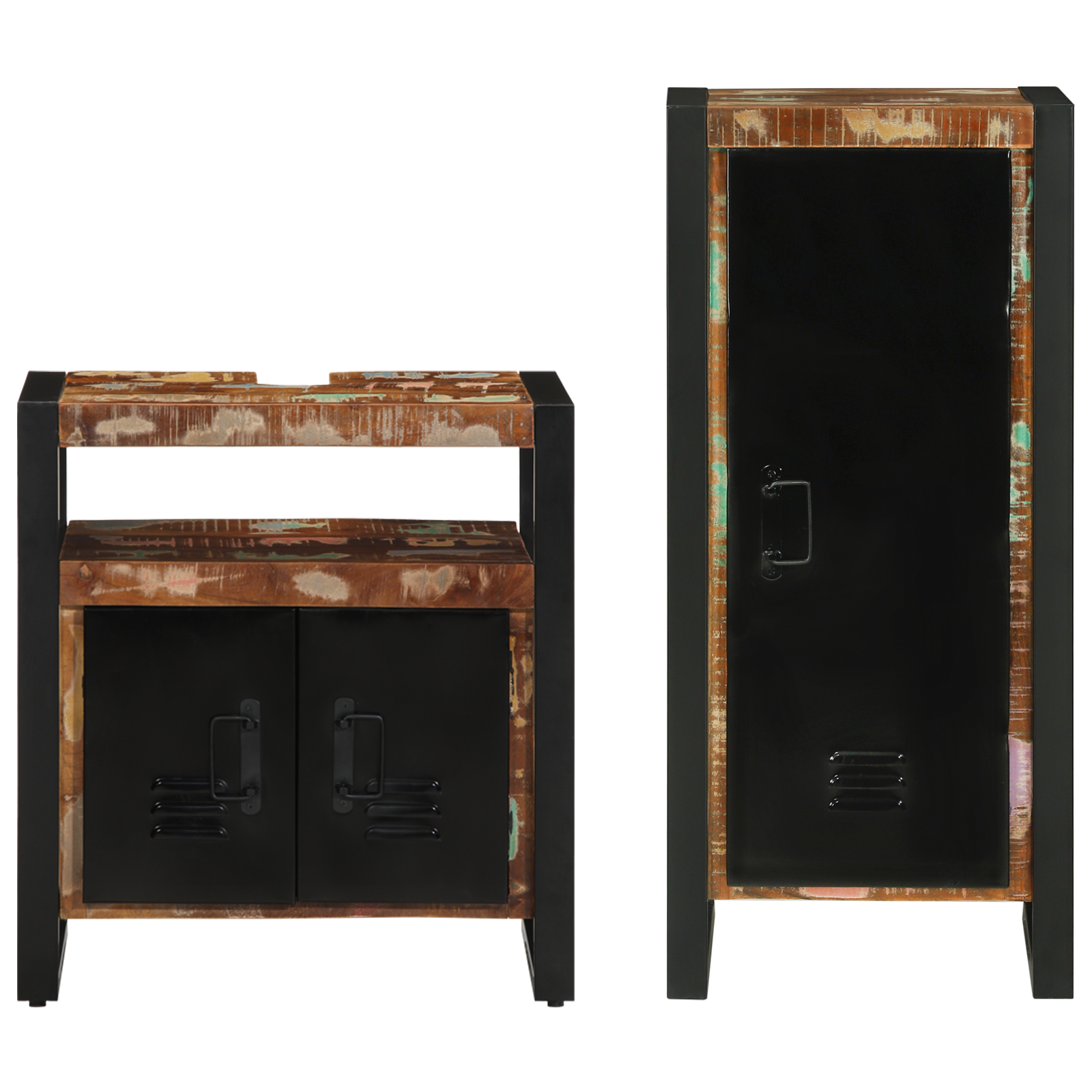 Badkamermeubelset met plank met opslag met de deur 2 pcs Multikleur 40 x 35 x 90 cm