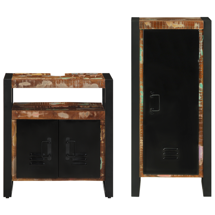 Badkamermeubelset met plank met opslag met de deur 2 pcs Multikleur 40 x 35 x 90 cm