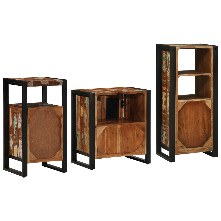 Badkamermeubelset met plank met opslag met de deur 3 pcs Multikleur 55 x 35 x 60 cm