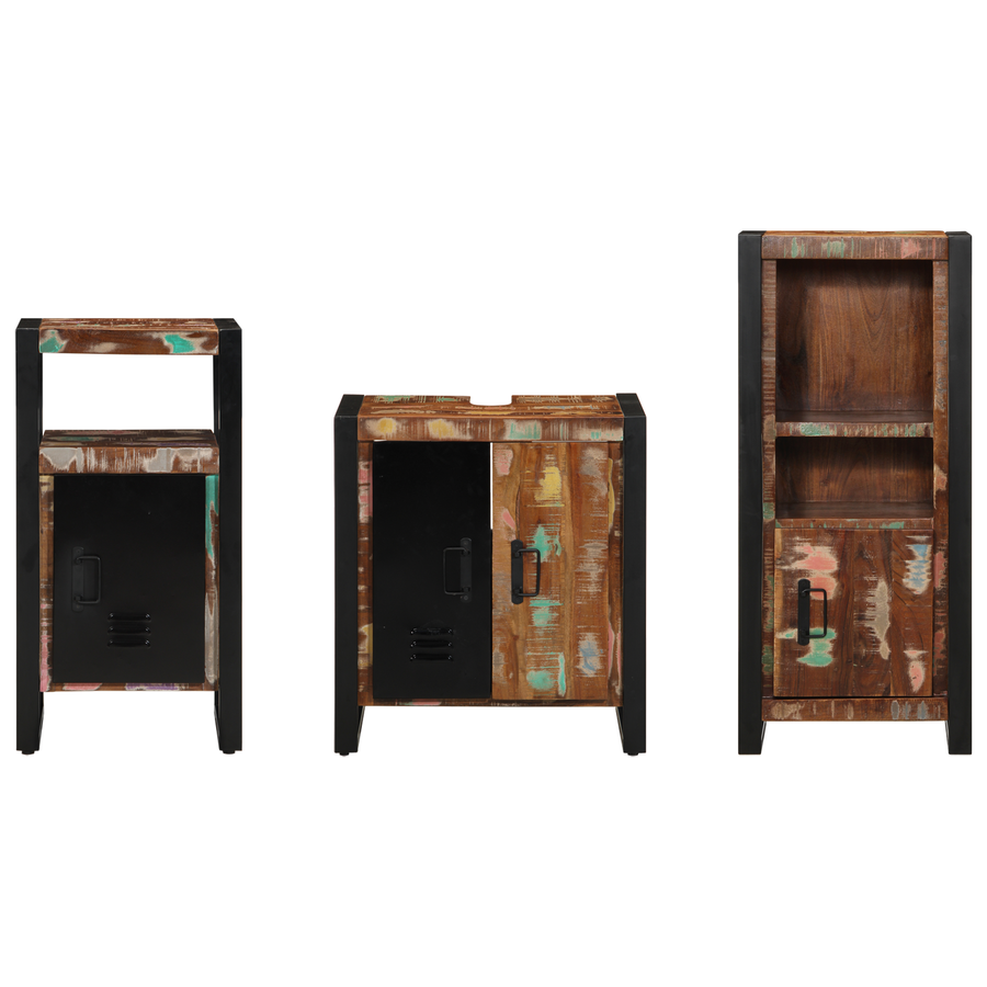Badkamermeubelset met plank met opslag met de deur 3 pcs Multikleur 55 x 35 x 60 cm