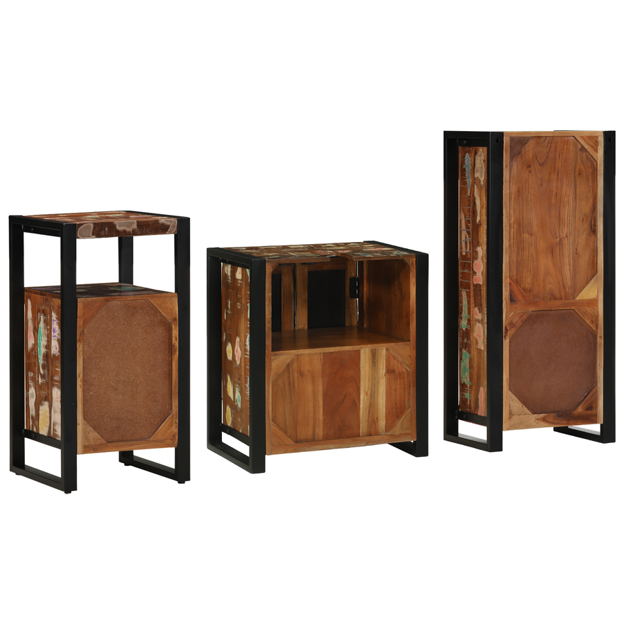 Badkamermeubelset met plank met opslag met de deur 3 pcs Multikleur 55 x 35 x 60 cm