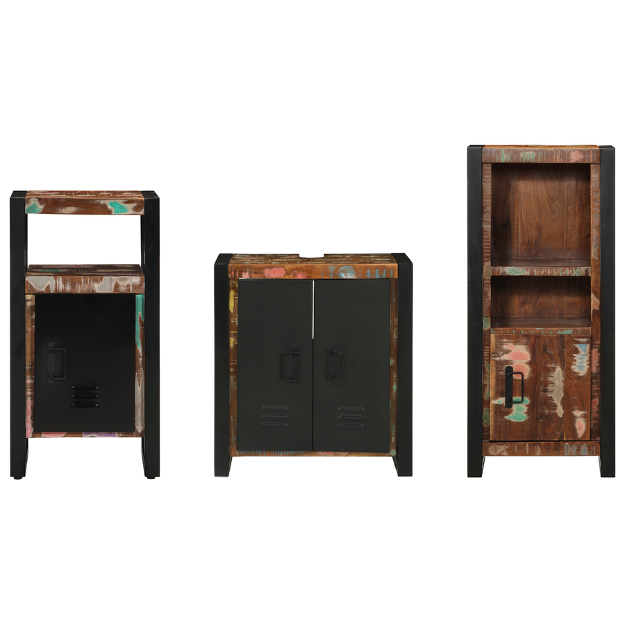 Badkamermeubelset met plank met opslag met de deur 3 pcs Multikleur 55 x 35 x 60 cm
