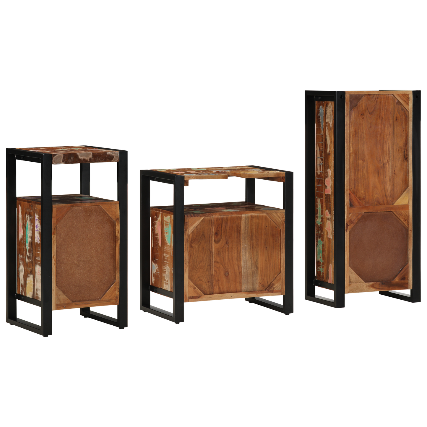 Badkamermeubelset met plank met opslag met de deur 3 pcs Multikleur 55 x 35 x 60 cm