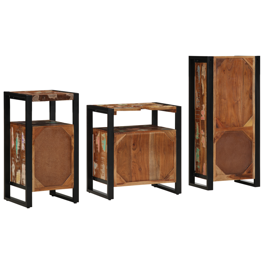 Badkamermeubelset met plank met opslag met de deur 3 pcs Multikleur 55 x 35 x 60 cm