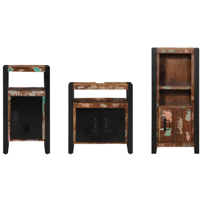 Badkamermeubelset met plank met opslag met de deur 3 pcs Multikleur 55 x 35 x 60 cm