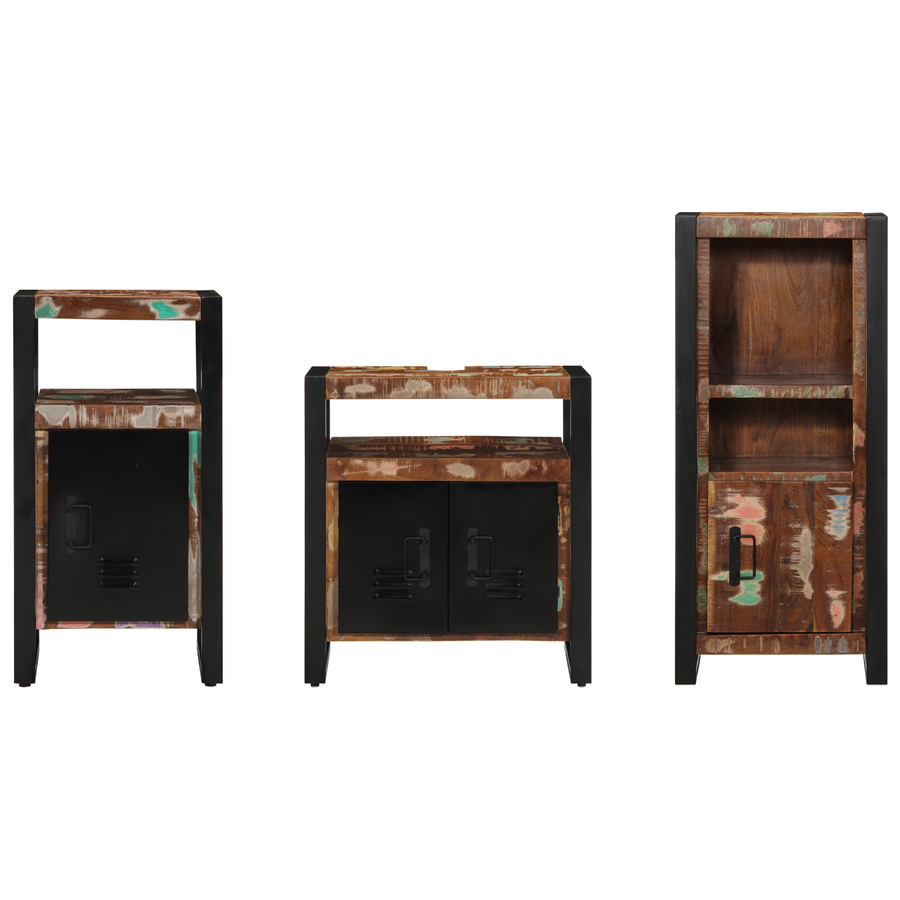 Badkamermeubelset met plank met opslag met de deur 3 pcs Multikleur 55 x 35 x 60 cm