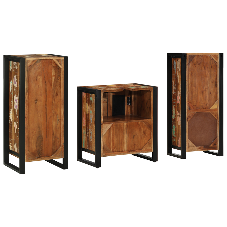Badkamermeubelset met plank met opslag met de deur 3 pcs Multikleur 40 x 35 x 90 cm