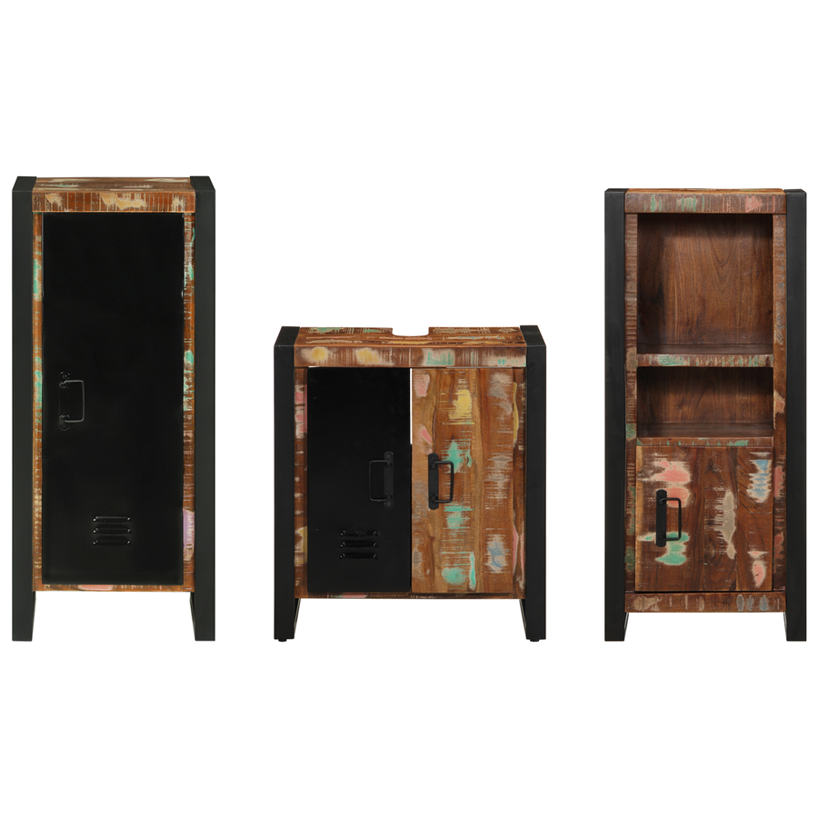 Badkamermeubelset met plank met opslag met de deur 3 pcs Multikleur 40 x 35 x 90 cm
