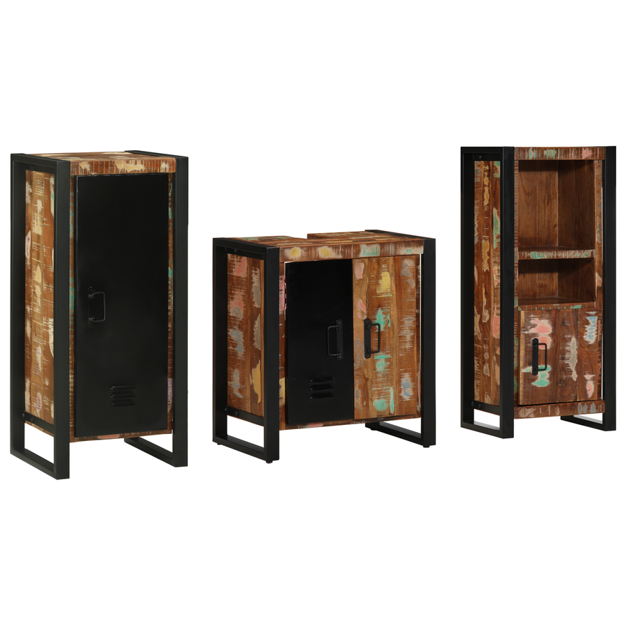 Badkamermeubelset met plank met opslag met de deur 3 pcs Multikleur 40 x 35 x 90 cm