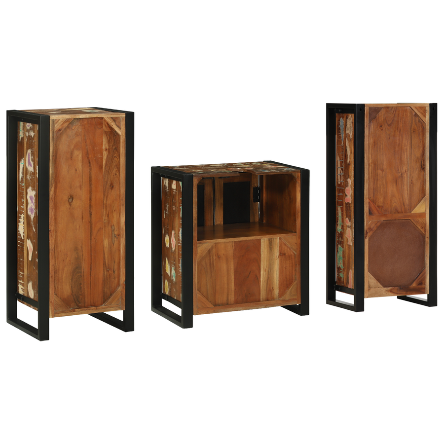 Badkamermeubelset met plank met opslag met de deur 3 pcs Multikleur 40 x 35 x 90 cm
