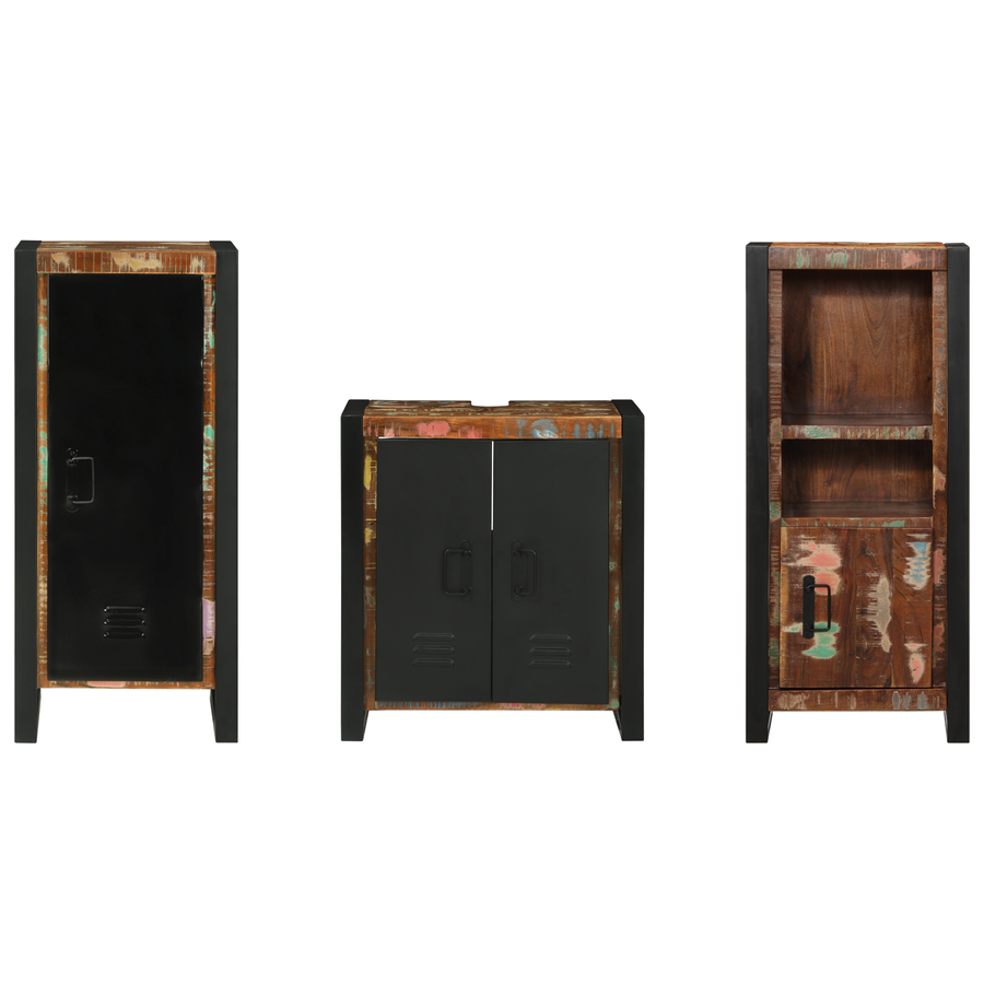 Badkamermeubelset met plank met opslag met de deur 3 pcs Multikleur 40 x 35 x 90 cm