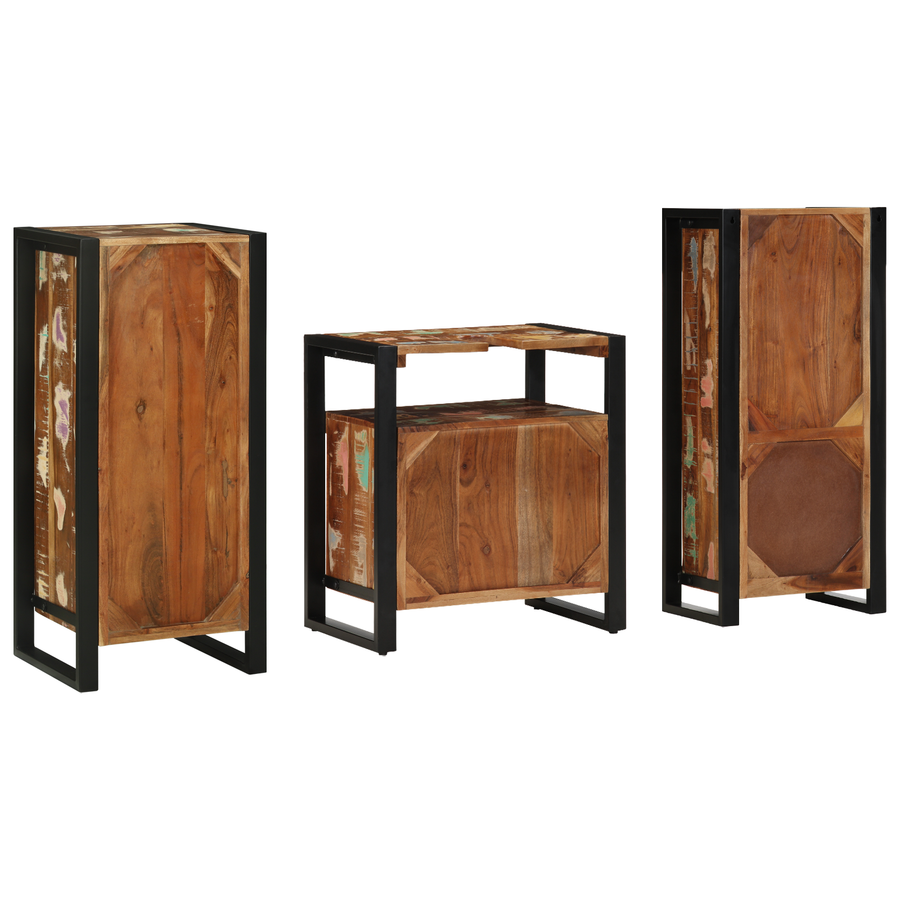 Badkamermeubelset met plank met opslag met de deur 3 pcs Multikleur 40 x 35 x 90 cm