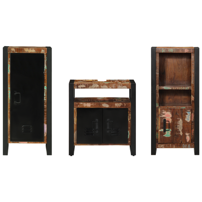 Badkamermeubelset met plank met opslag met de deur 3 pcs Multikleur 40 x 35 x 90 cm