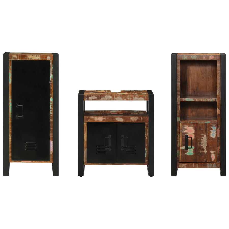 Badkamermeubelset met plank met opslag met de deur 3 pcs Multikleur 40 x 35 x 90 cm