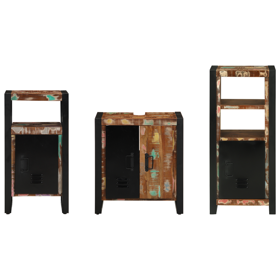 Badkamermeubelset met plank met opslag met de deur 3 pcs Multikleur 55 x 35 x 60 cm
