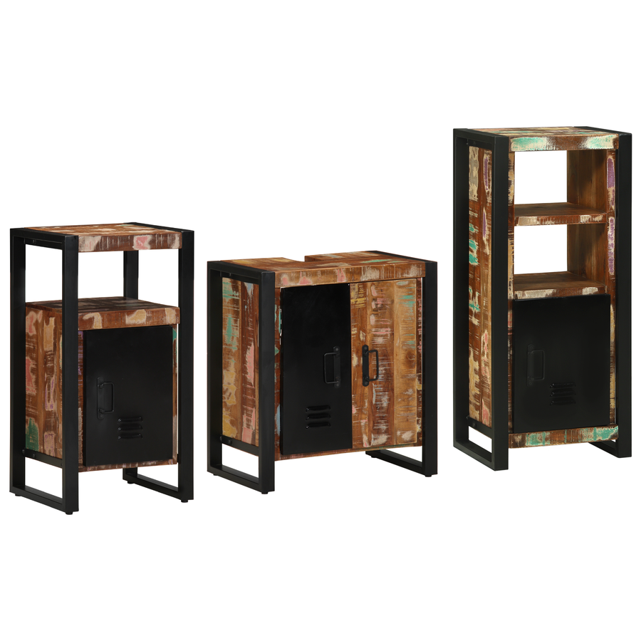 Badkamermeubelset met plank met opslag met de deur 3 pcs Multikleur 55 x 35 x 60 cm