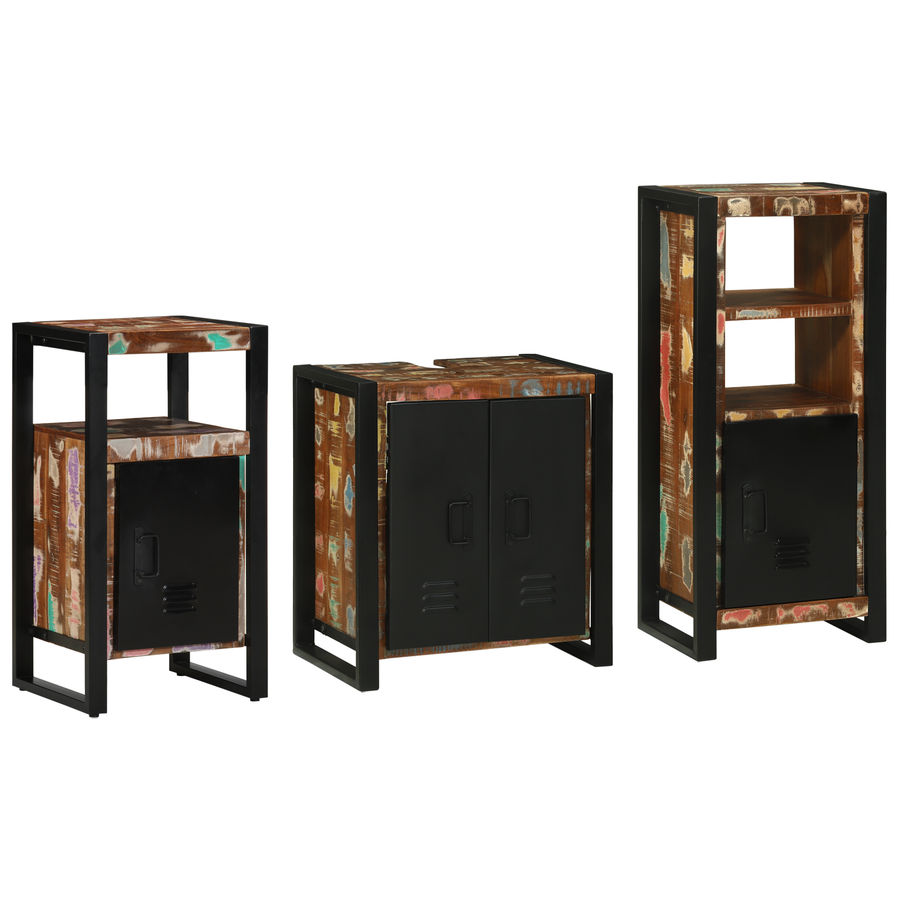 Badkamermeubelset met plank met opslag met de deur 3 pcs Multikleur 55 x 35 x 60 cm