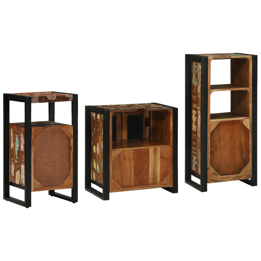 Badkamermeubelset met plank met opslag met de deur 3 pcs Multikleur 55 x 35 x 60 cm