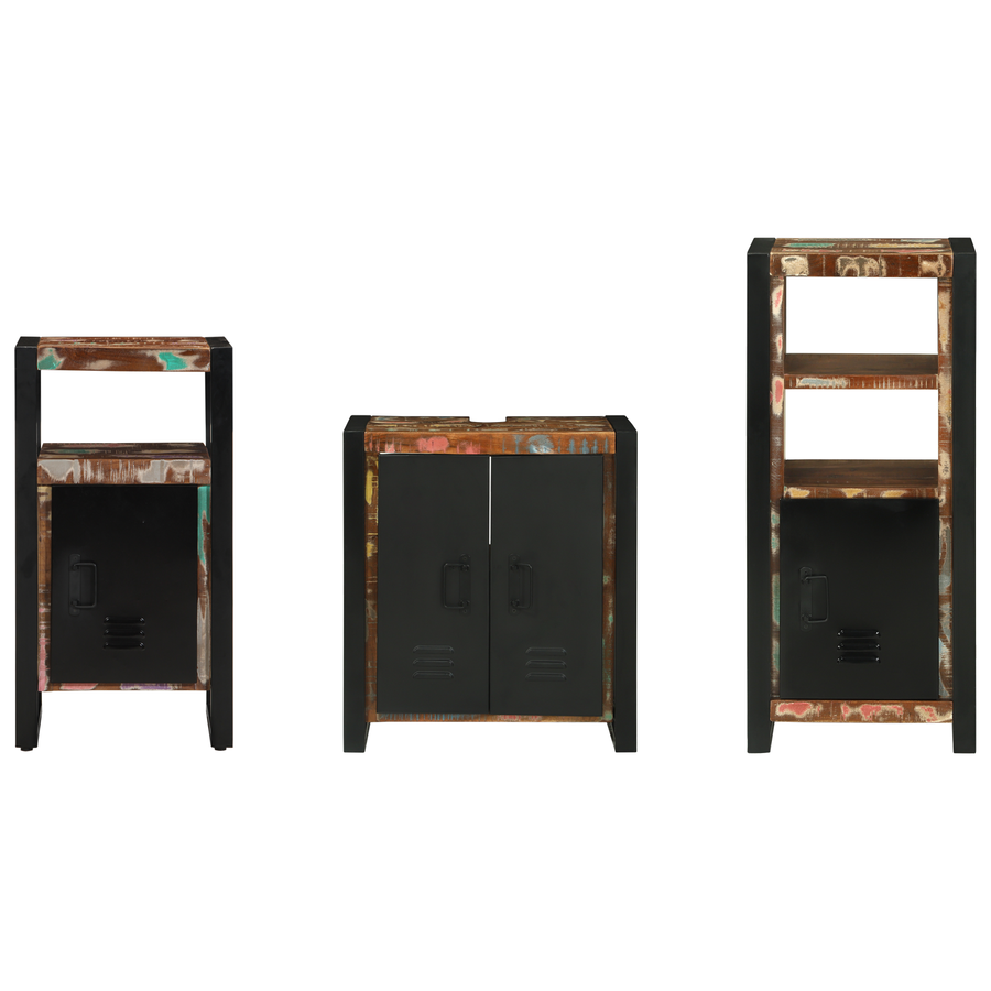 Badkamermeubelset met plank met opslag met de deur 3 pcs Multikleur 55 x 35 x 60 cm