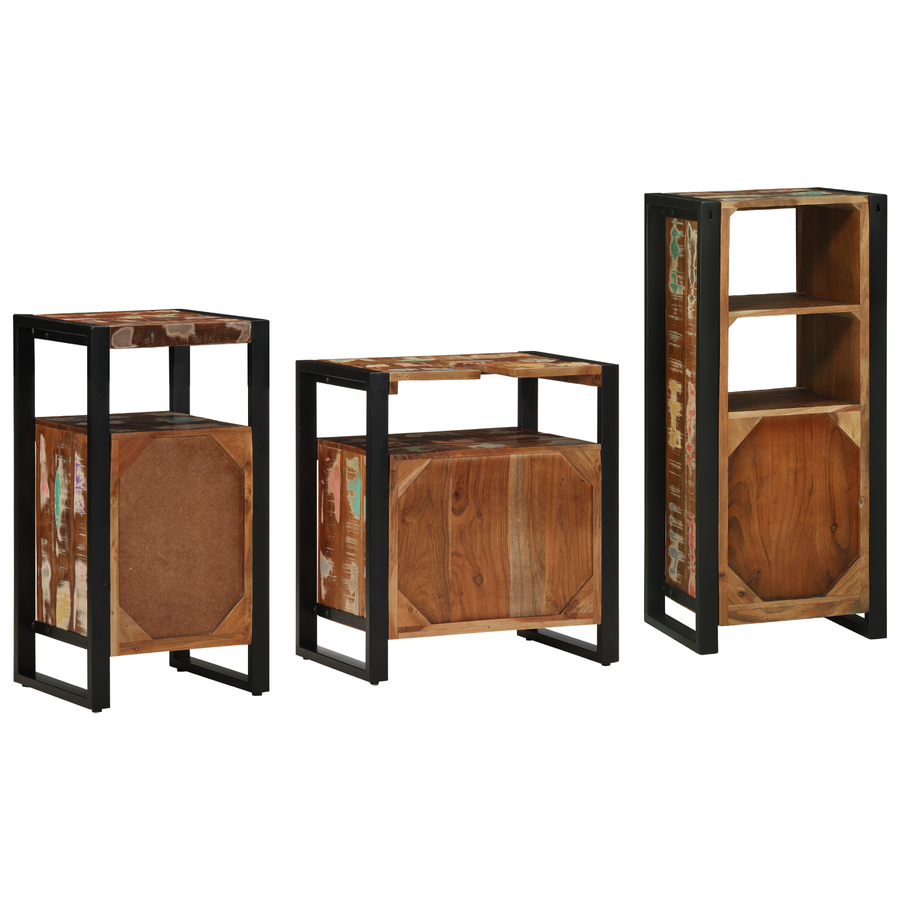 Badkamermeubelset met plank met opslag met de deur 3 pcs Multikleur 55 x 35 x 60 cm