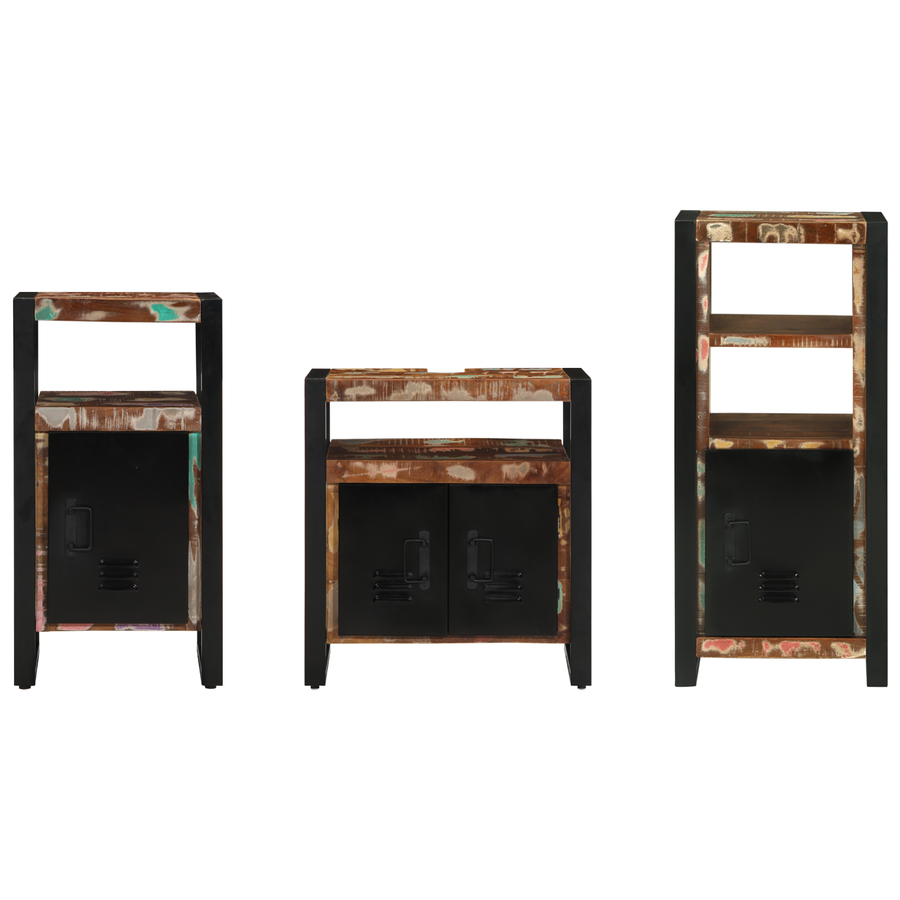 Badkamermeubelset met plank met opslag met de deur 3 pcs Multikleur 55 x 35 x 60 cm