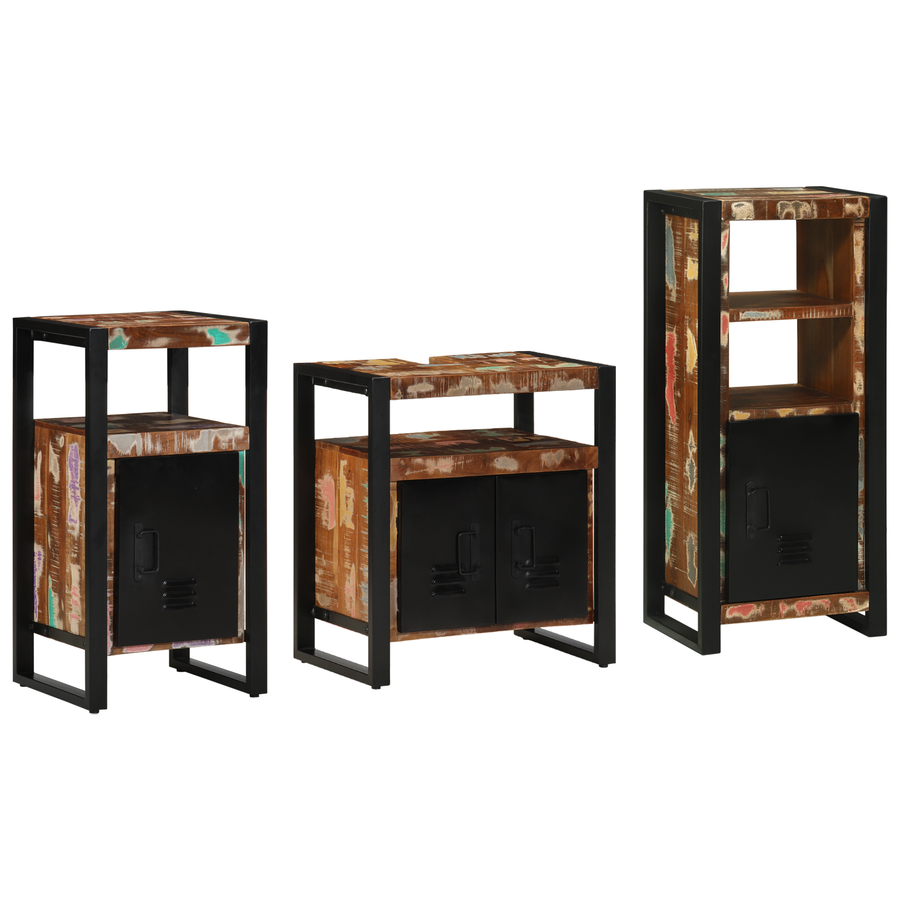 Badkamermeubelset met plank met opslag met de deur 3 pcs Multikleur 55 x 35 x 60 cm