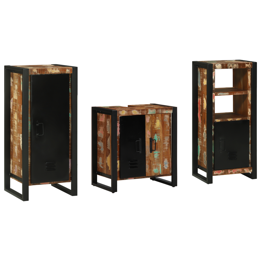 Badkamermeubelset met plank met opslag met de deur 3 pcs Multikleur 40 x 35 x 90 cm