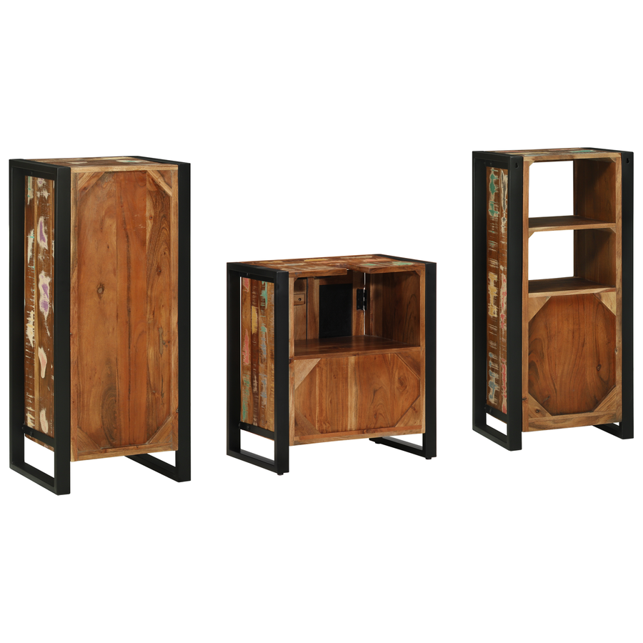 Badkamermeubelset met plank met opslag met de deur 3 pcs Multikleur 40 x 35 x 90 cm