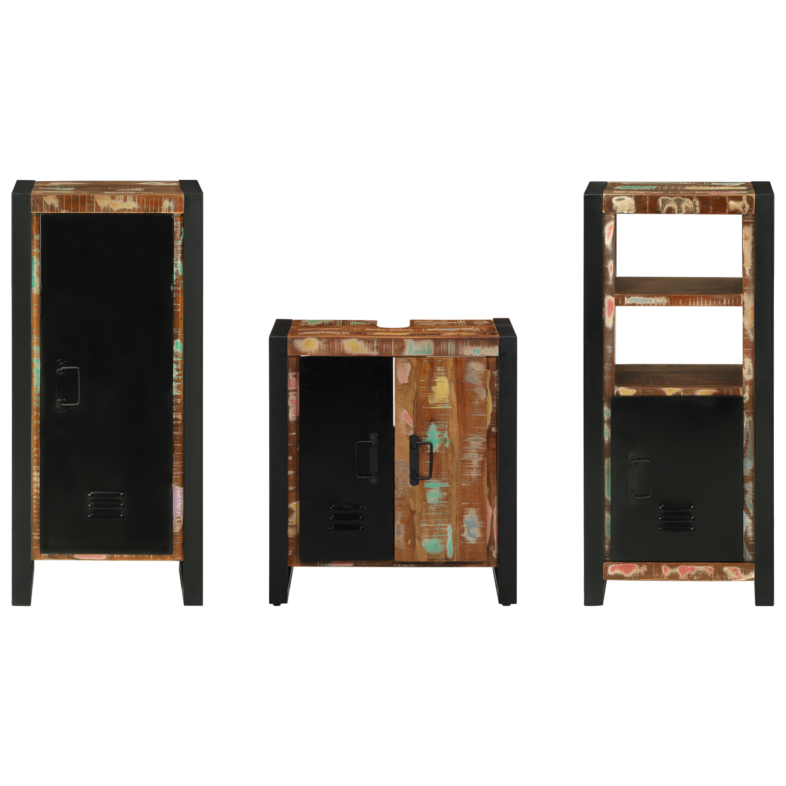 Badkamermeubelset met plank met opslag met de deur 3 pcs Multikleur 40 x 35 x 90 cm