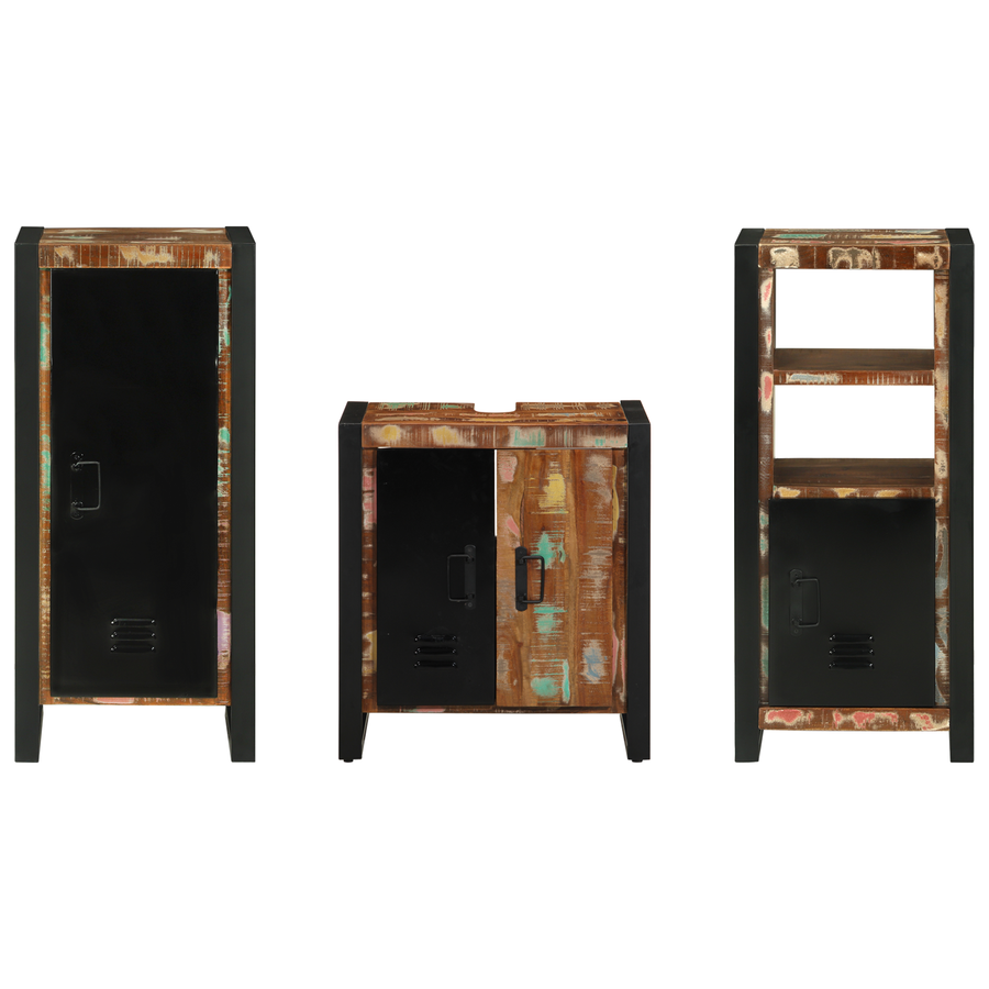 Badkamermeubelset met plank met opslag met de deur 3 pcs Multikleur 40 x 35 x 90 cm