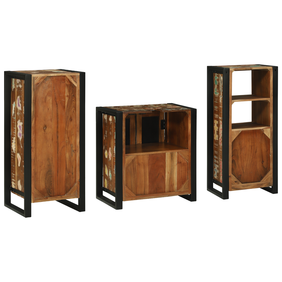 Badkamermeubelset met plank met opslag met de deur 3 pcs Multikleur 40 x 35 x 90 cm