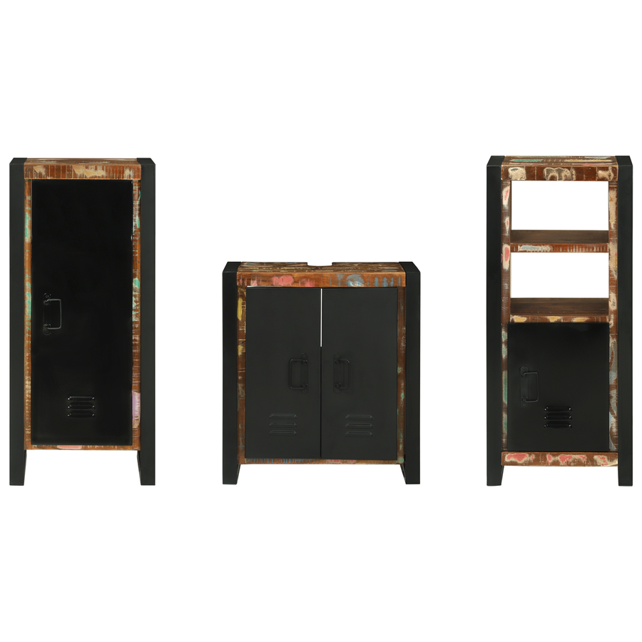 Badkamermeubelset met plank met opslag met de deur 3 pcs Multikleur 40 x 35 x 90 cm