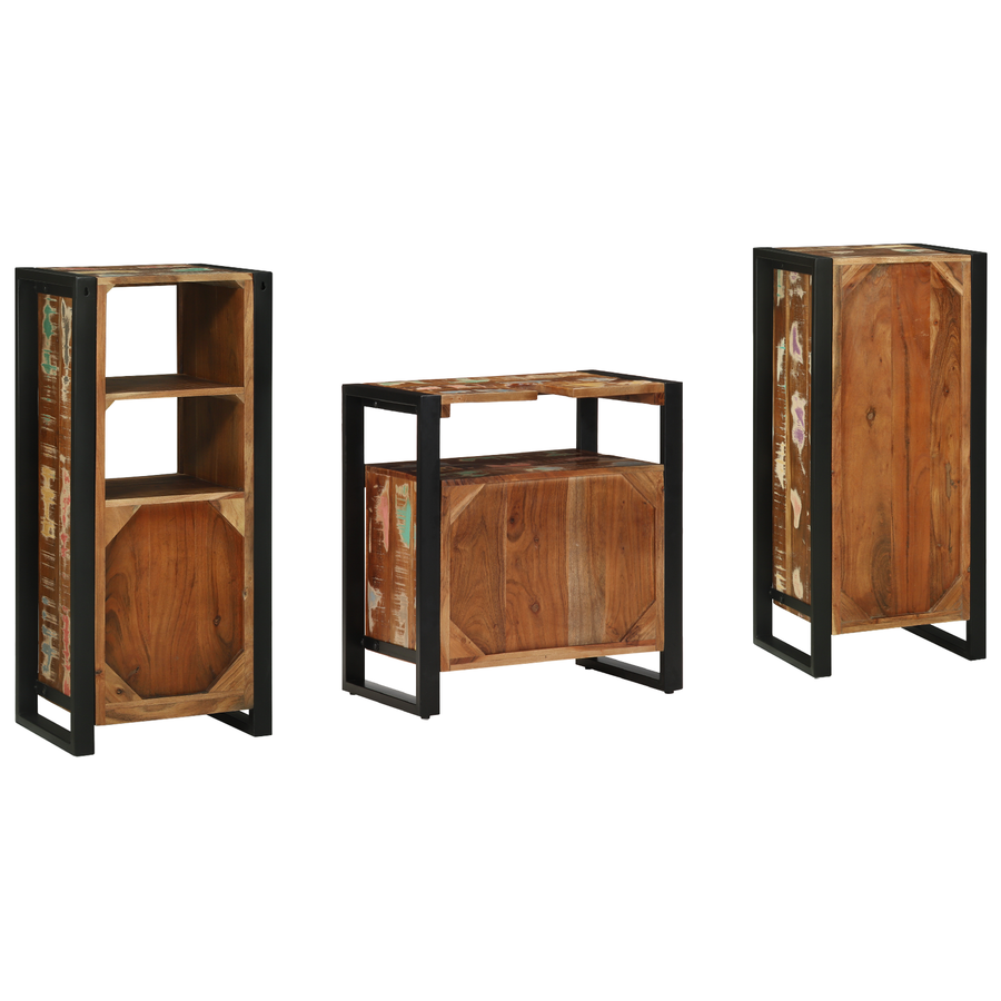 Badkamermeubelset met plank met opslag met de deur 3 pcs Multikleur 40 x 35 x 90 cm