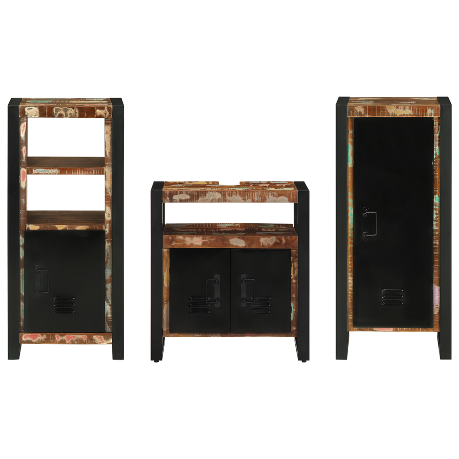 Badkamermeubelset met plank met opslag met de deur 3 pcs Multikleur 40 x 35 x 90 cm