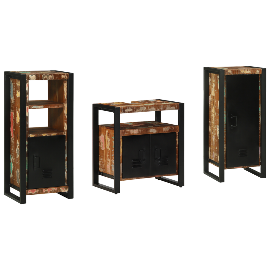 Badkamermeubelset met plank met opslag met de deur 3 pcs Multikleur 40 x 35 x 90 cm